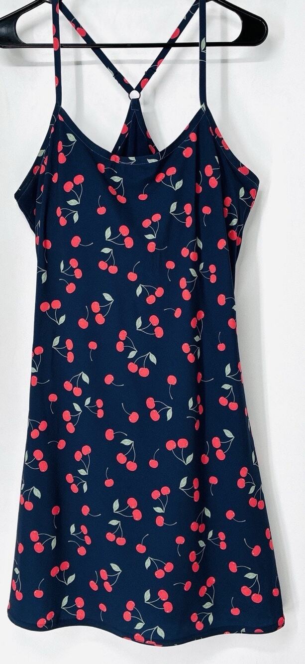 Outdoor Voices Navy Cherry Print Athletic Dress Golf Tennis Pickleball Large